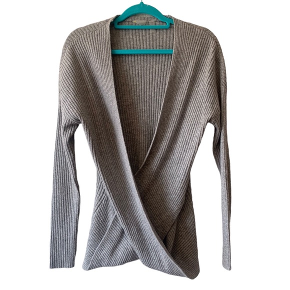 ZELLA HEATHER GRAY RIBBED WRAP SWEATER SIZE SMALL - Picture 15 of 16